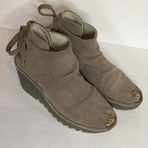 Fly London Yema peep toe wedge bootie